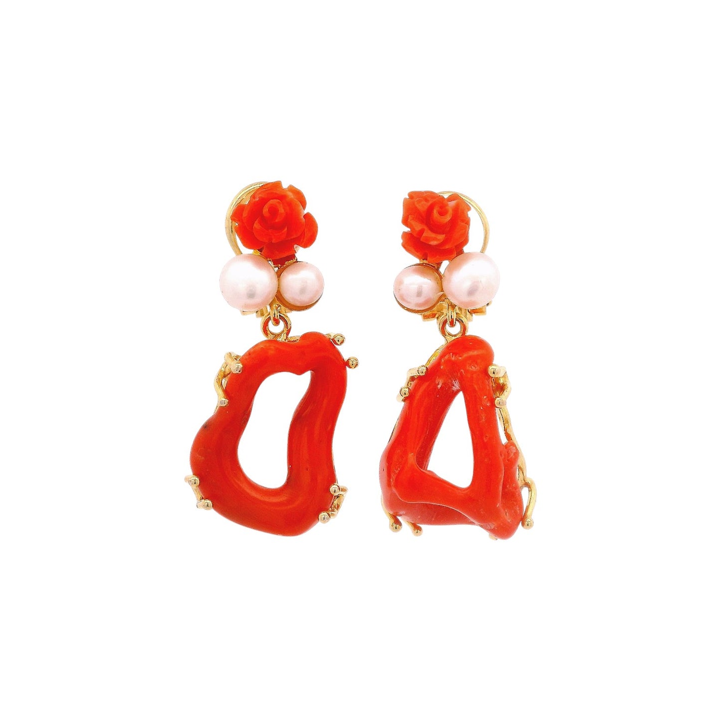 Coral & Freshwater Pearl Earrings