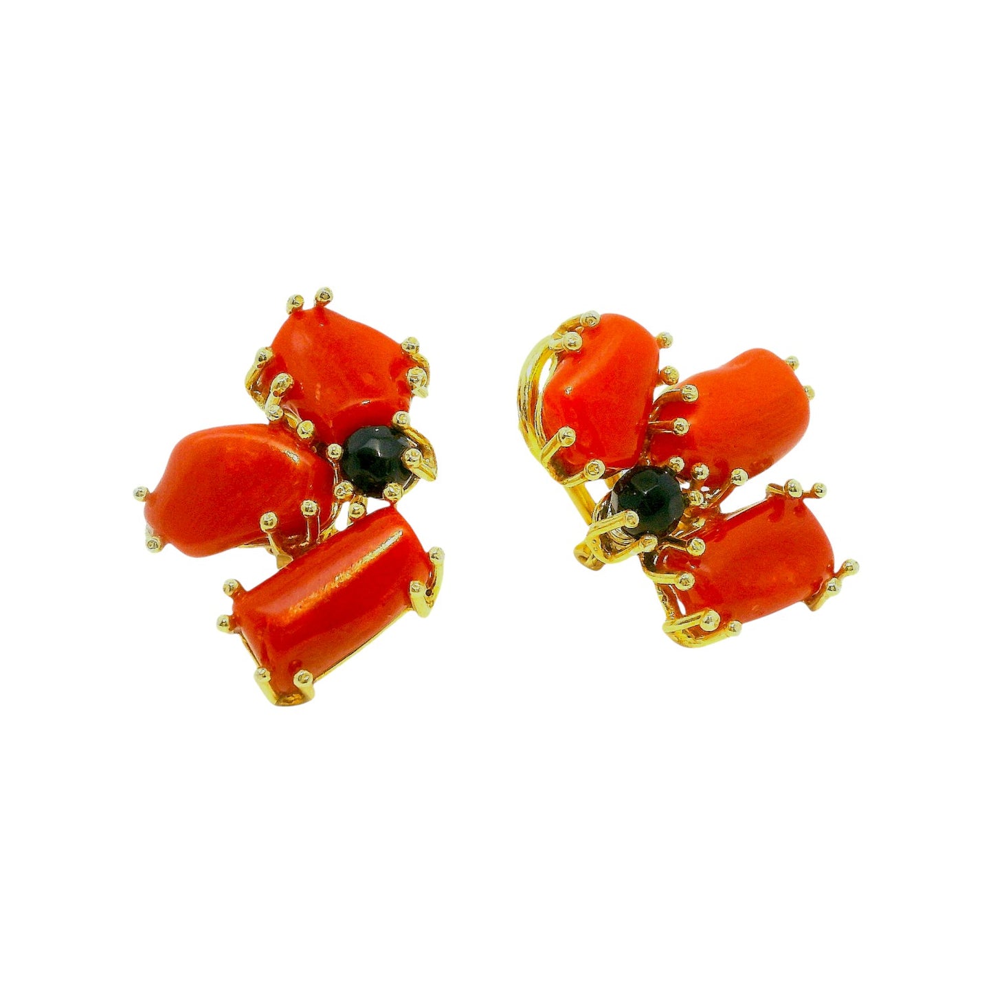 Coral & Onyx Earrings