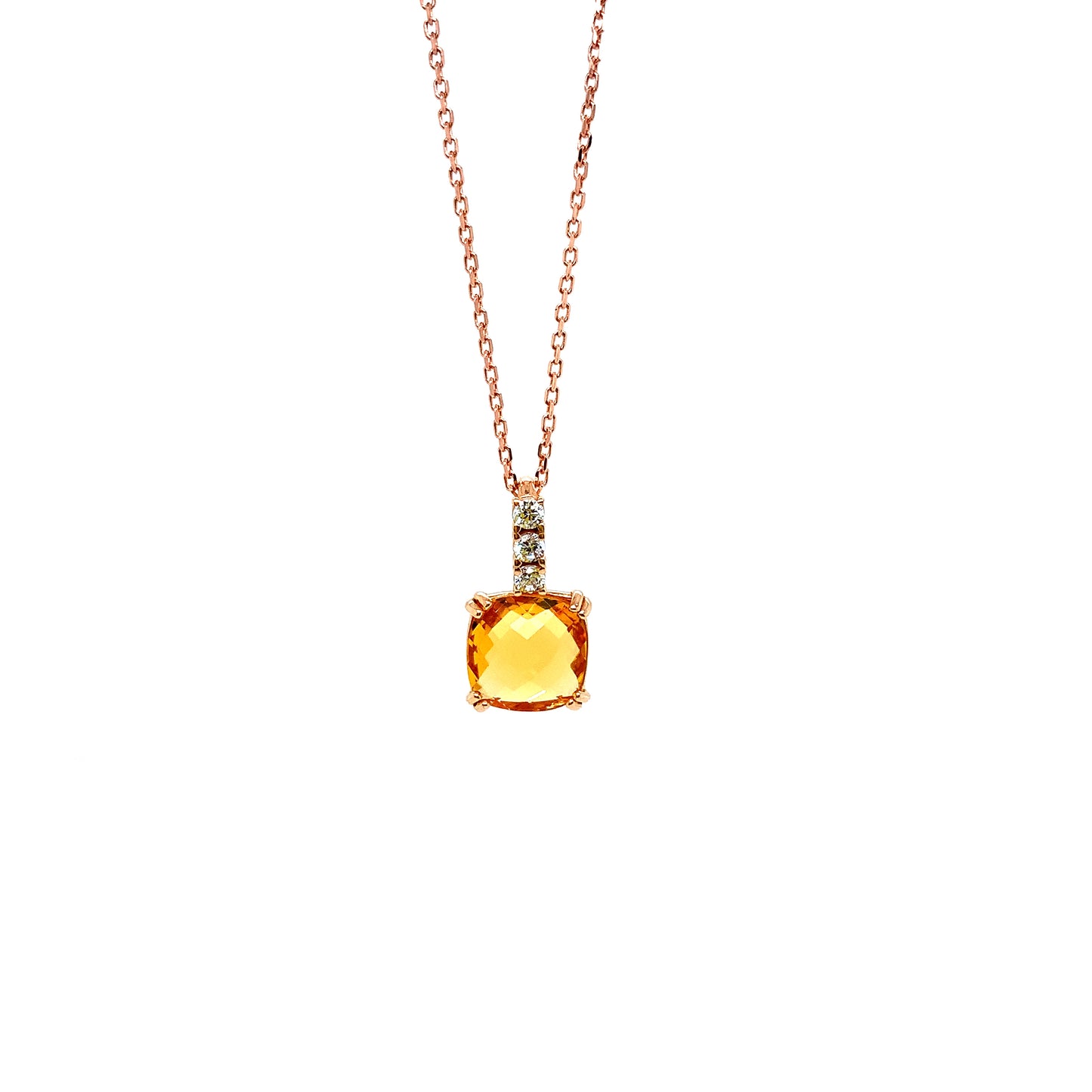 Cubic Zirconia Pendant & Rose Gold Chain