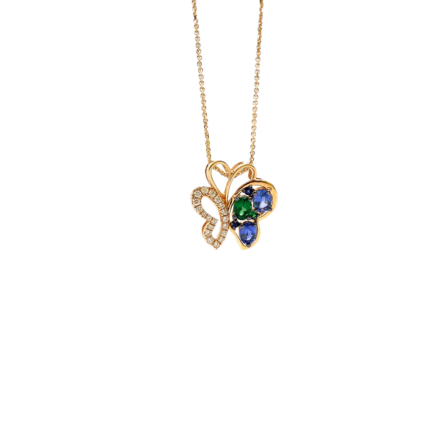 Diamond, Blue Sapphire & Green Garnet