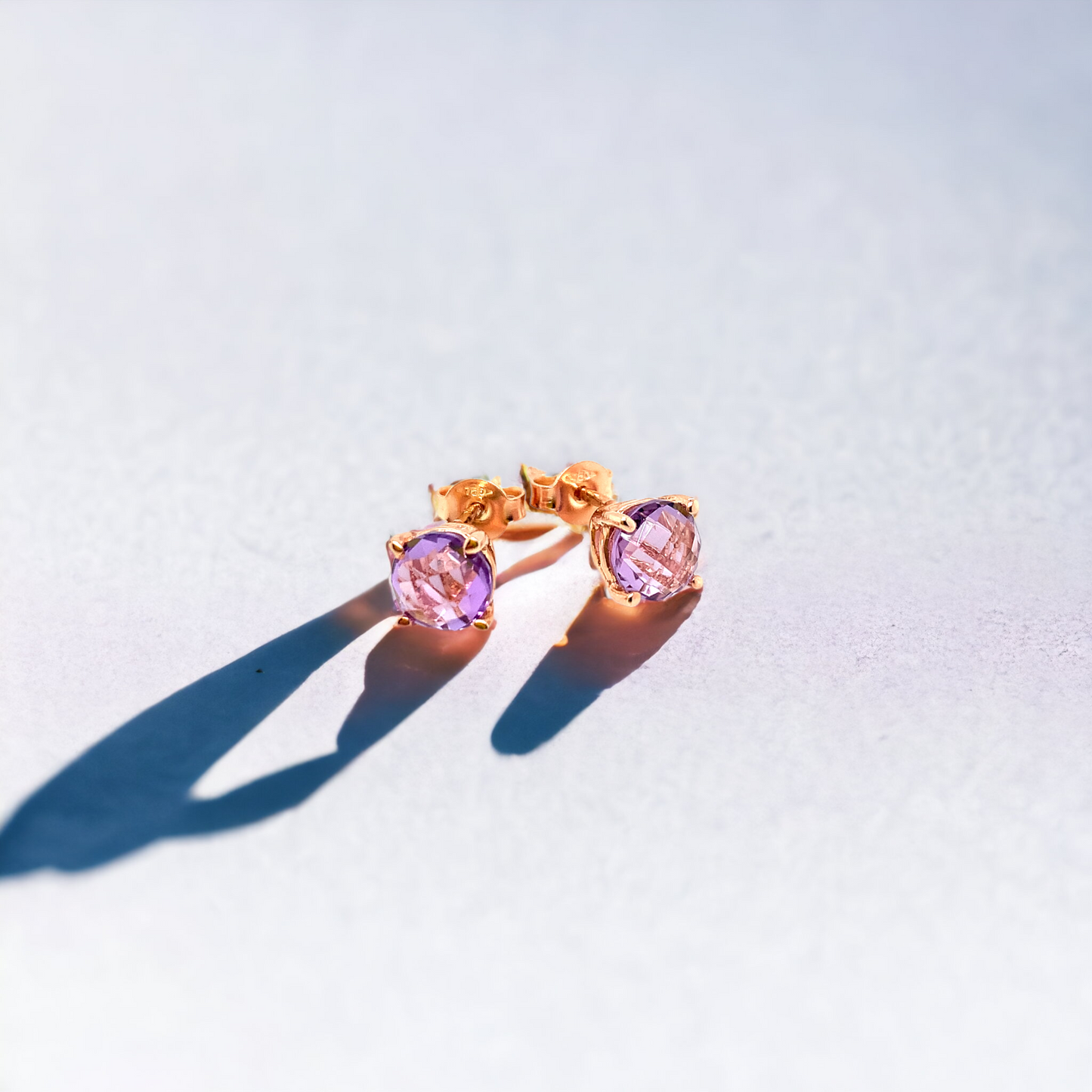 Rose Gold & Amethyst Earrings
