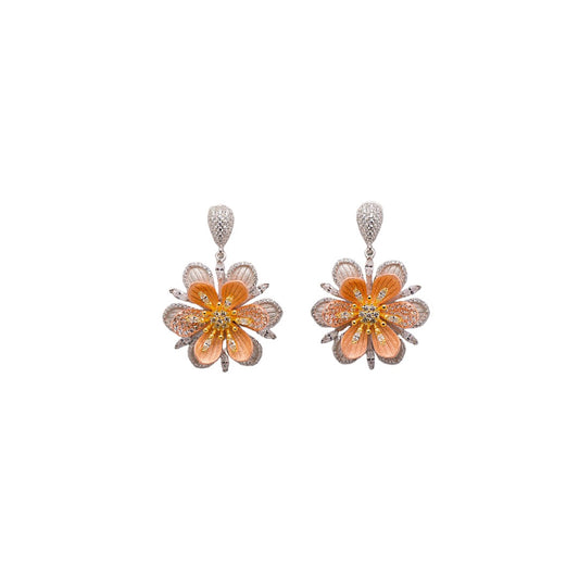 Cubic Zirconia Flower Earrings