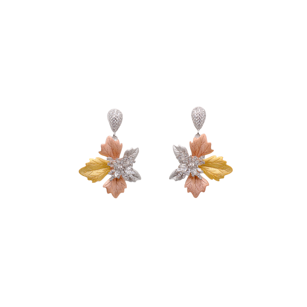 Cubic Zirconia Leaf Earrings