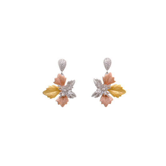 Cubic Zirconia Leaf Earrings