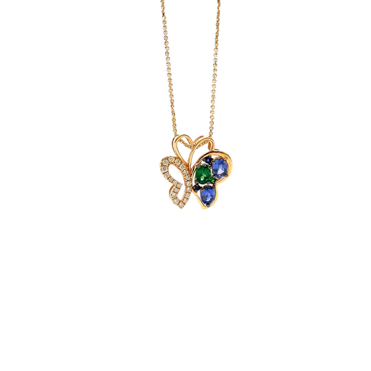 Diamond, Blue Sapphire & Green Garnet