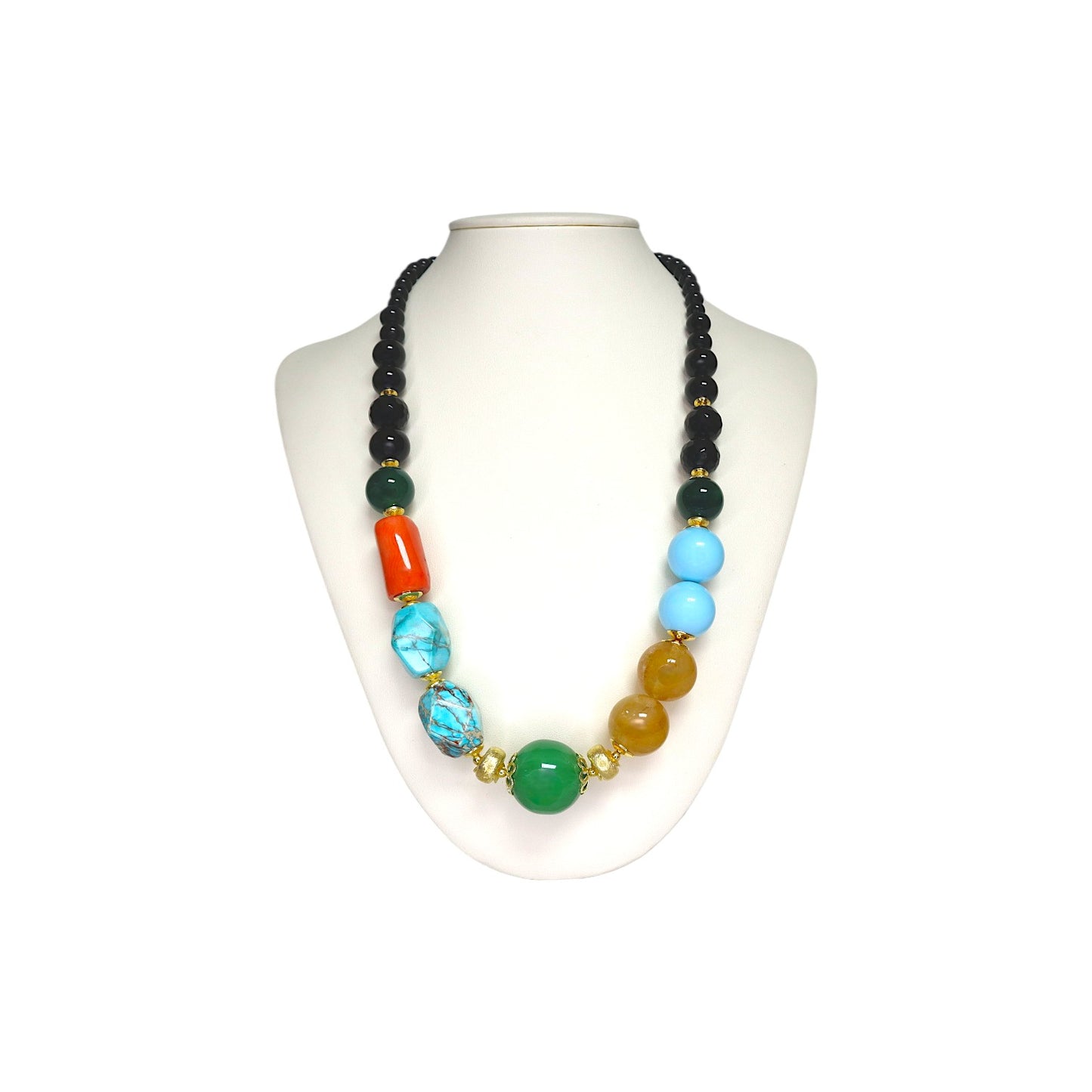 Onyx, Bamboo Coral, Agate & Turquoise