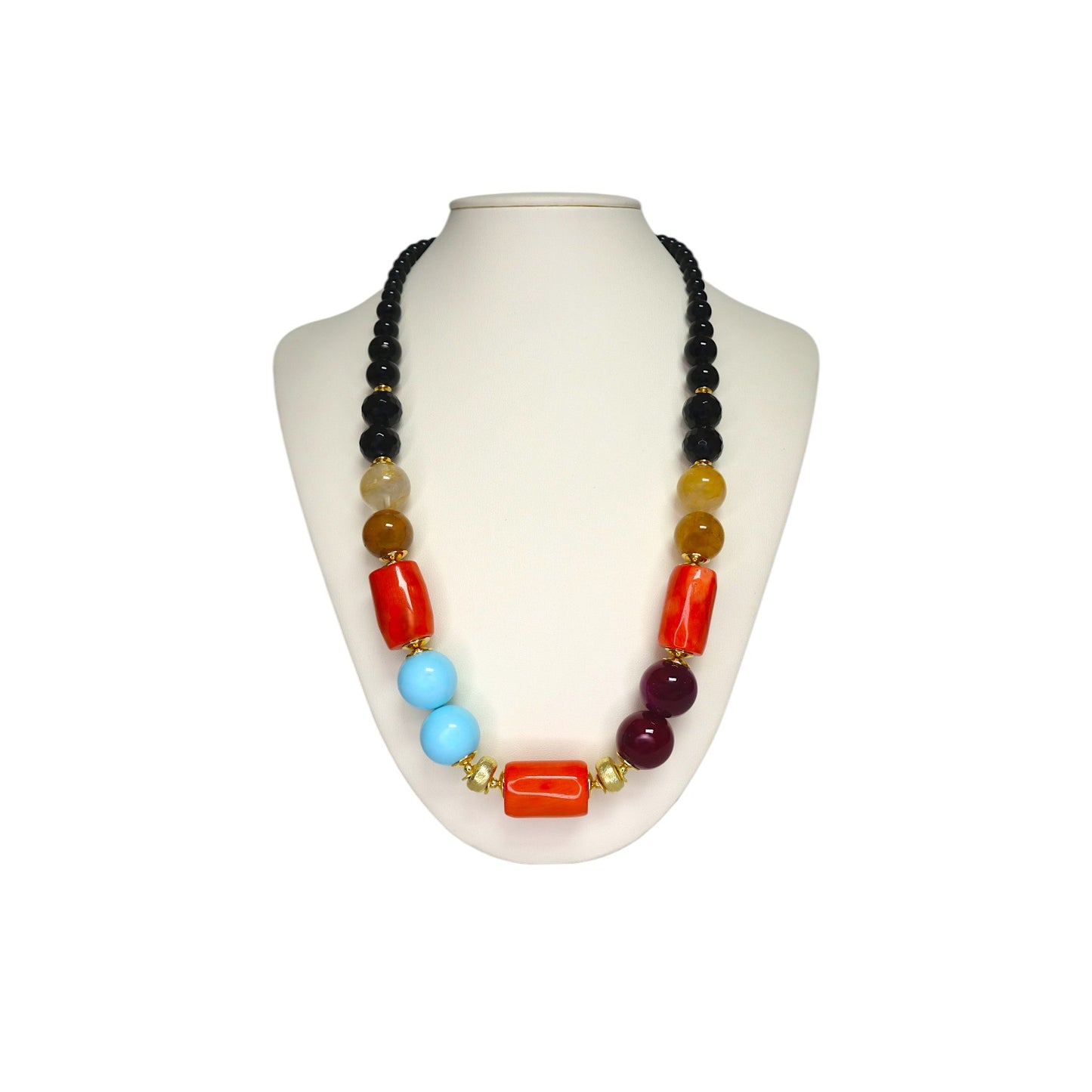 Onyx, Bamboo Coral, Agate & Turquoise