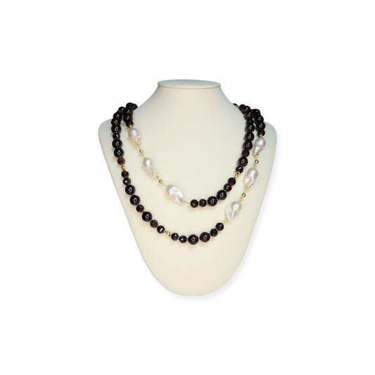 Garnet & Baroque Pearl